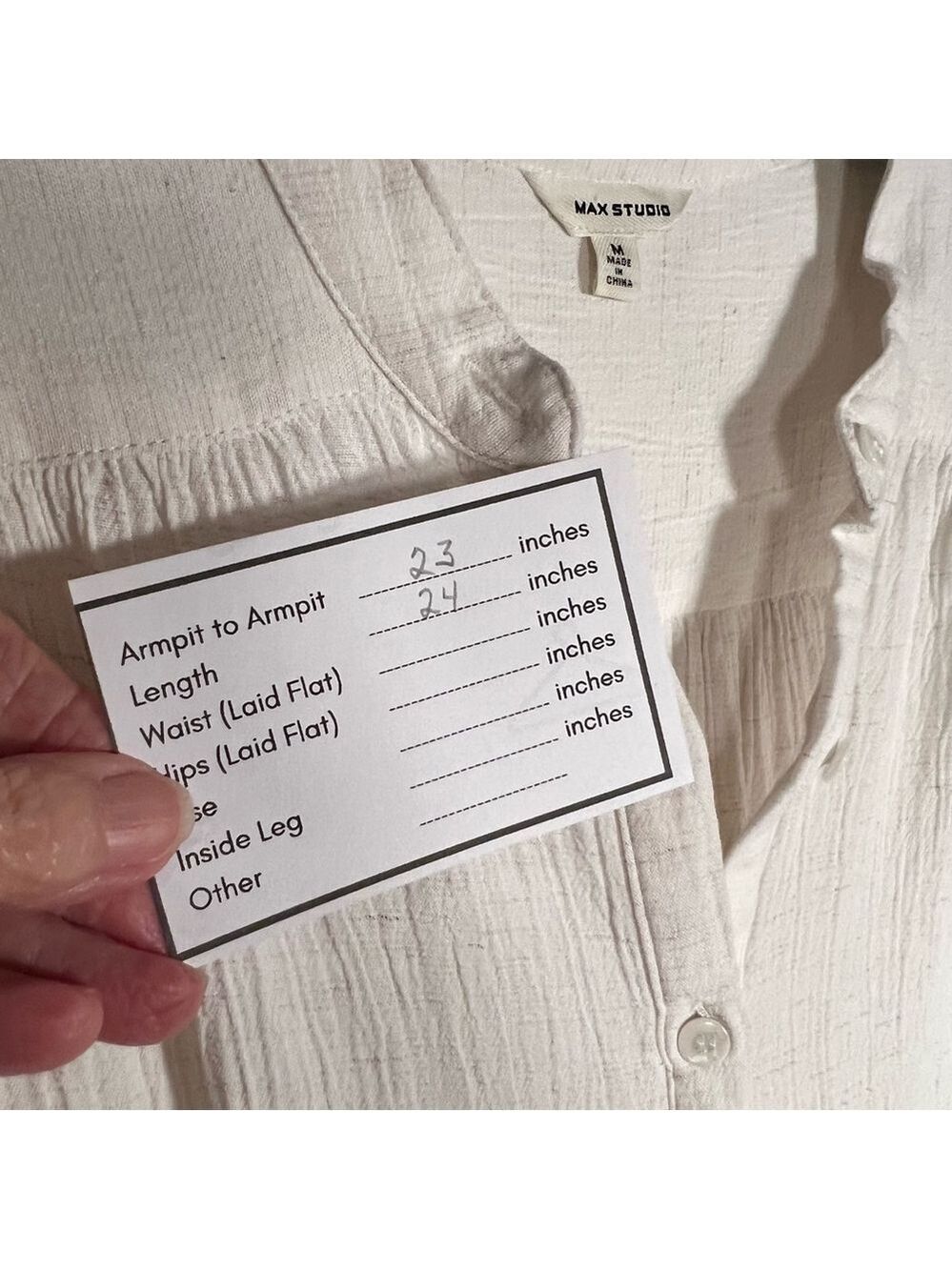 Max Studio Cream Button Up Blouse - Picture 8 of 8